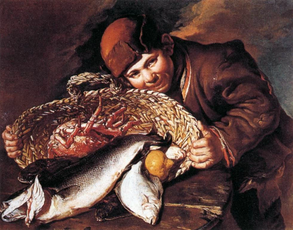 Giacomo Ceruti, il Pitocchetto - Ragazzo con la cesta di pesci e di aragoste, Palazzo Pitti, Firenze